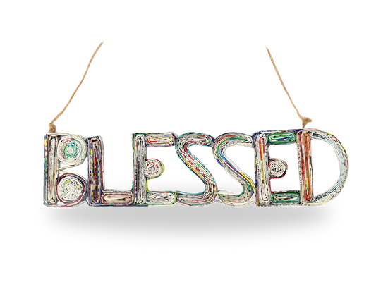 BLESSED, Handmade Recycled Quilling Paper Ornament