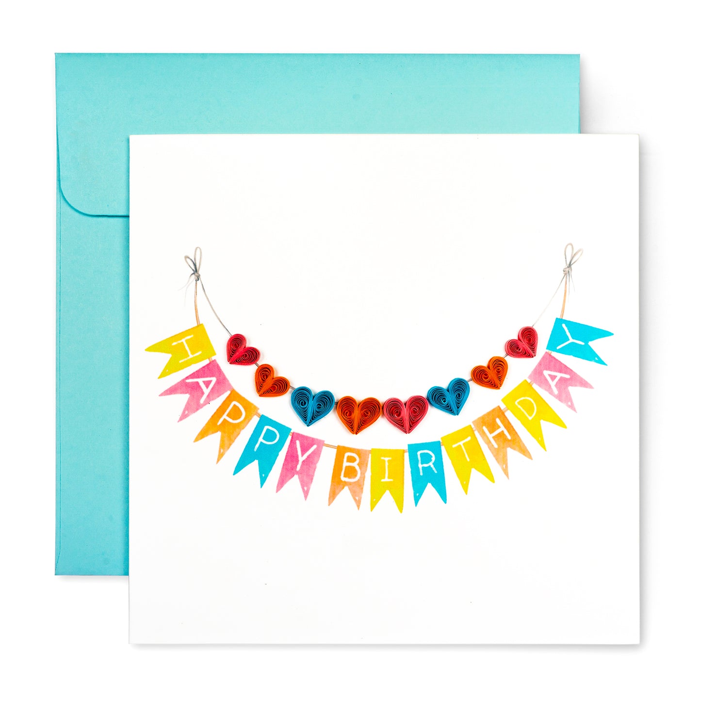 Birthday Banner, Handmade Quilling Birthday Card