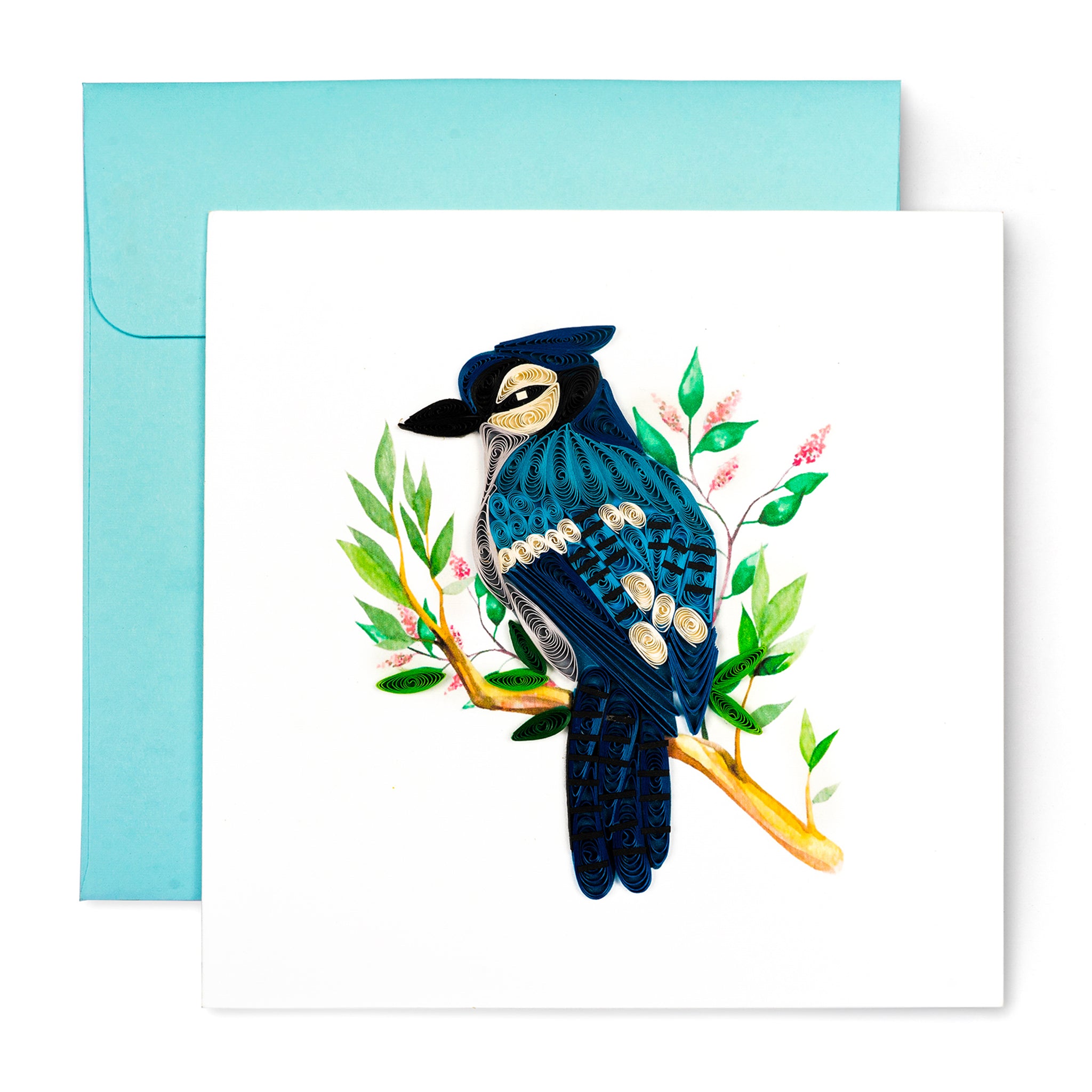 Blue Jay, Handmade Quilling Greeting Card