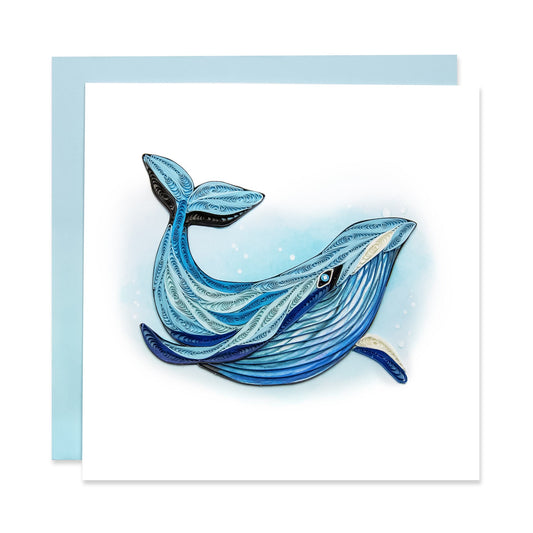 Blue Whale, Handmade Quilling Greeting Card