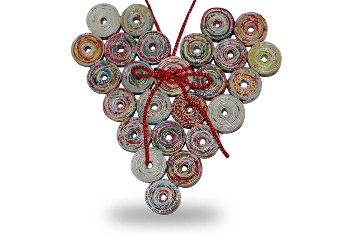 Coiled Heart, Handmade Recycled Paper Quilling Ornament