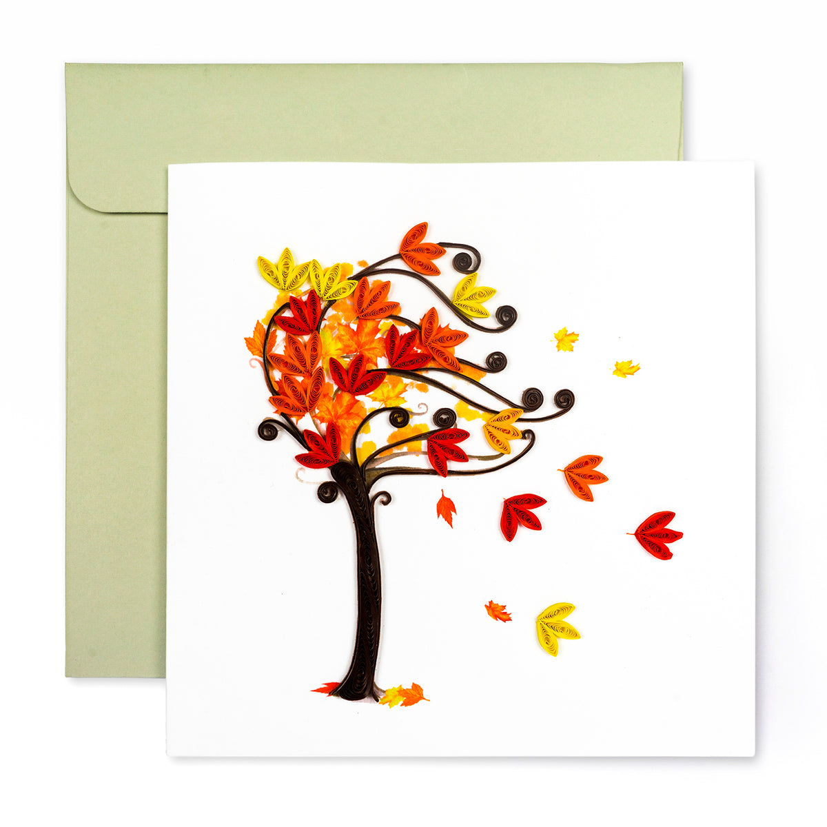 Fall Tree, Handmade Quilling Greeting Card
