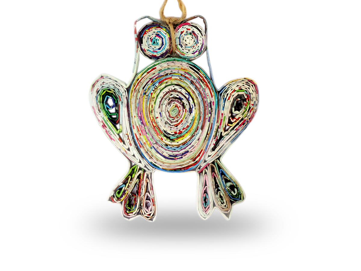 Frog, Handmade Recycled Quilling Paper Frog Ornament