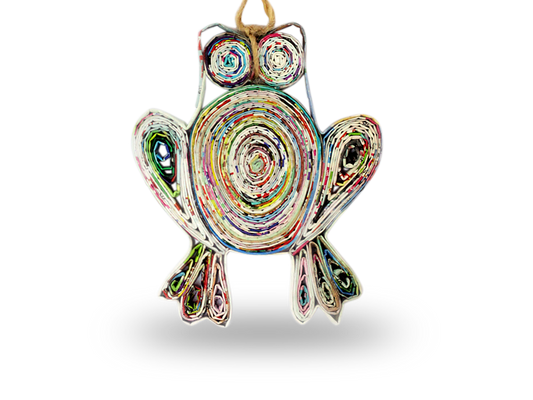Frog, Handmade Recycled Quilling Paper Frog Ornament