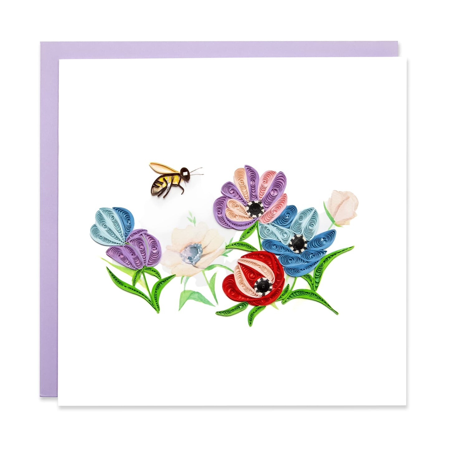 Garden with Bee, Handmade Quilling Greeting Card