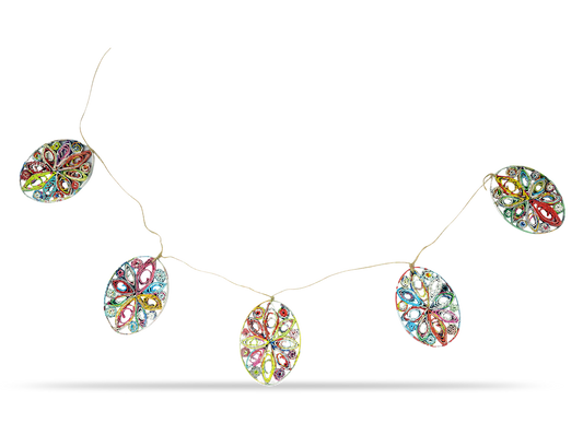 Garland of 5 oval eggs in multicolors