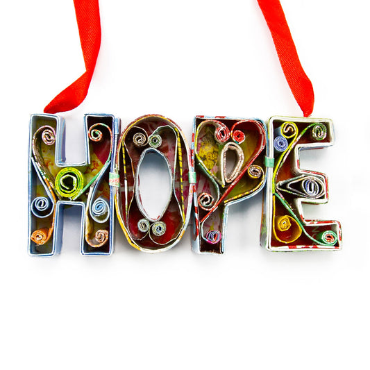 HOPE, Handmade Recycled Quilling Paper Ornament