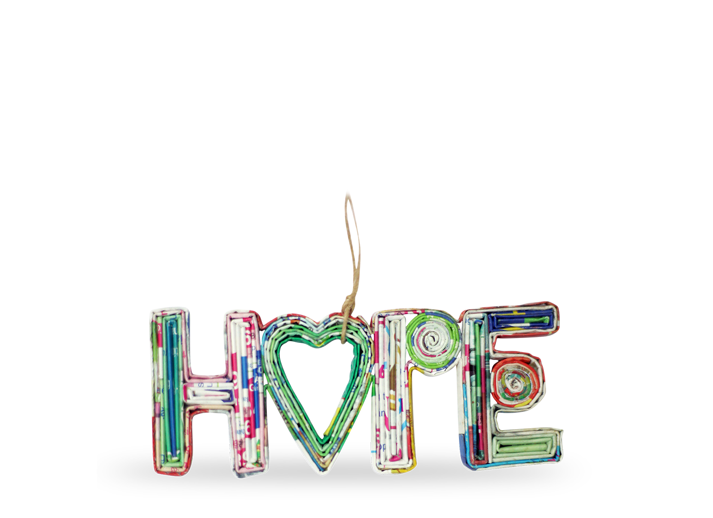 HOPE Heart, Handmade Recycled Quilling Paper Ornament