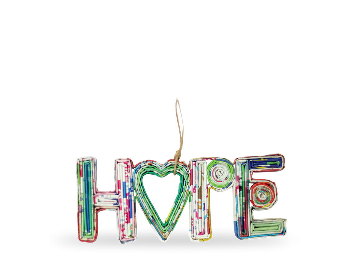 HOPE Heart, Handmade Recycled Quilling Paper Ornament