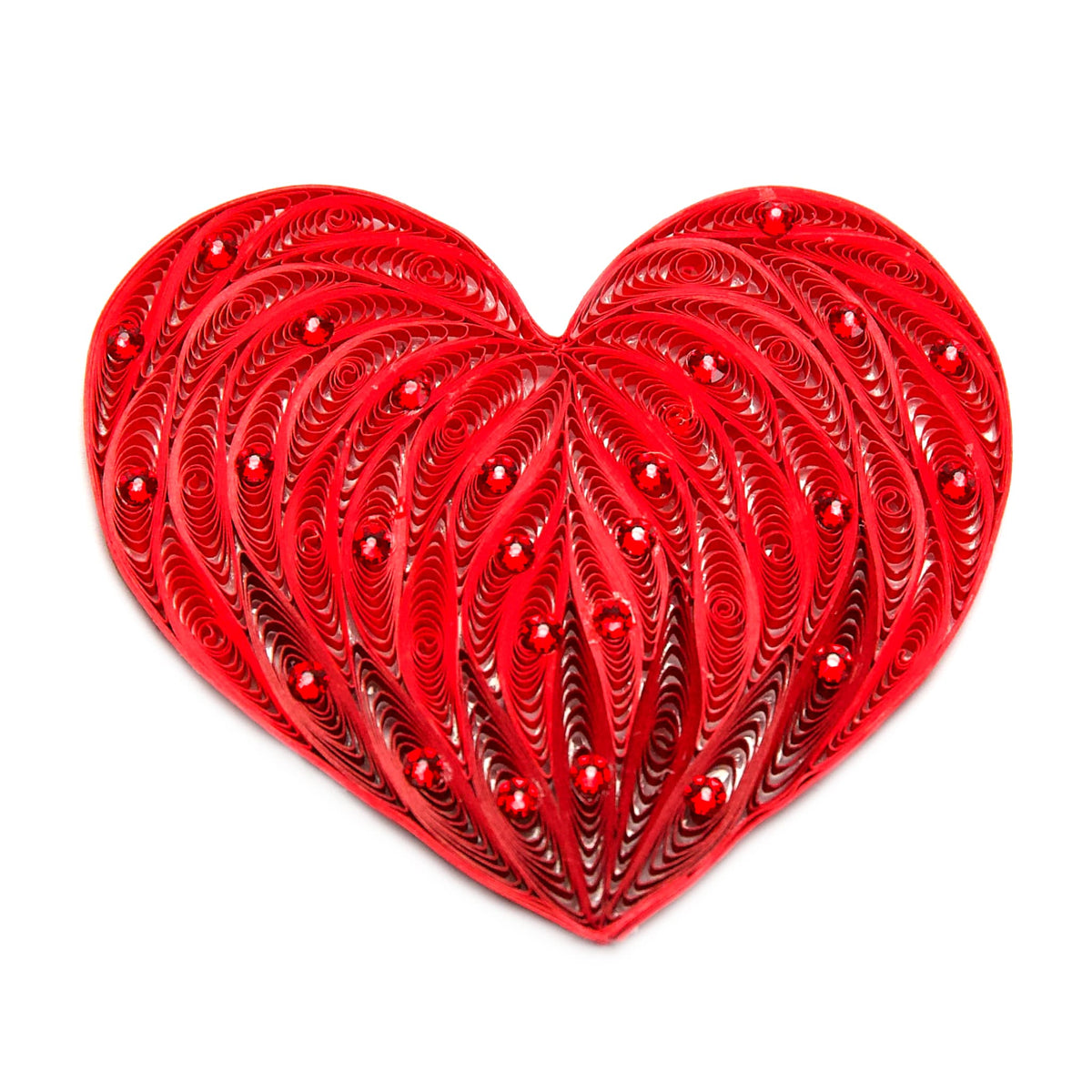 Heart (with Genuine Austria Crystals), Handmade Quilling Ornament