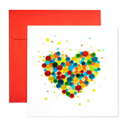 Heart (Multicolor), Handmade Quilling Greeting Card