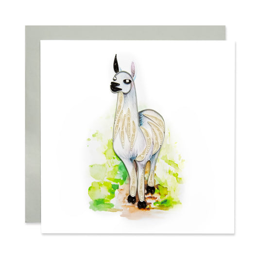 Llama, Handmade Quilling Paper Greeting Card