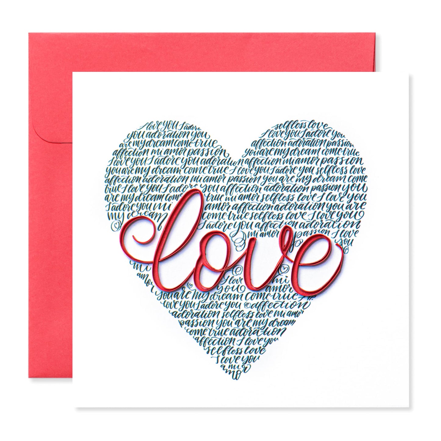 Love Heart, Handmade Quilling Paper Greeting Card