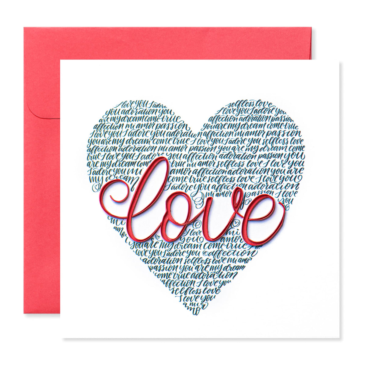 Love Heart, Handmade Quilling Paper Greeting Card