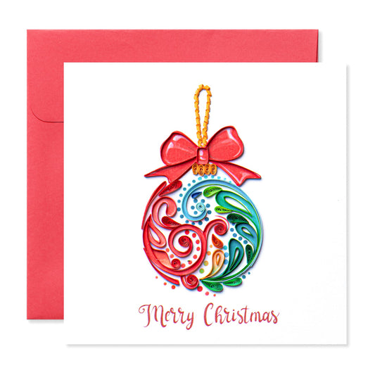 Ornament Ball, Handmade Quilling Christmas Greeting Card
