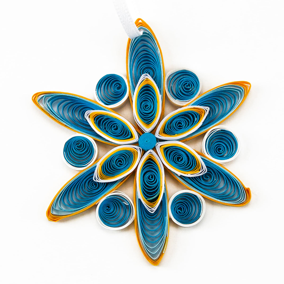 Snowflake (Blue and Yellow), Handmade Quilling Paper Ornament