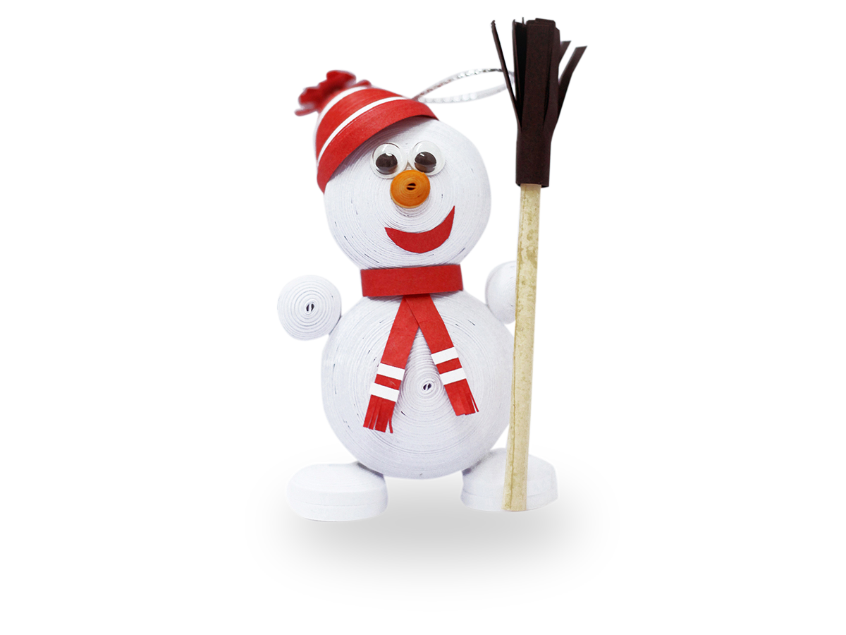 Snowman, Handmade Recycled Quilling Paper Ornament