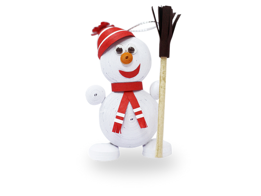 Snowman, Handmade Recycled Quilling Paper Ornament