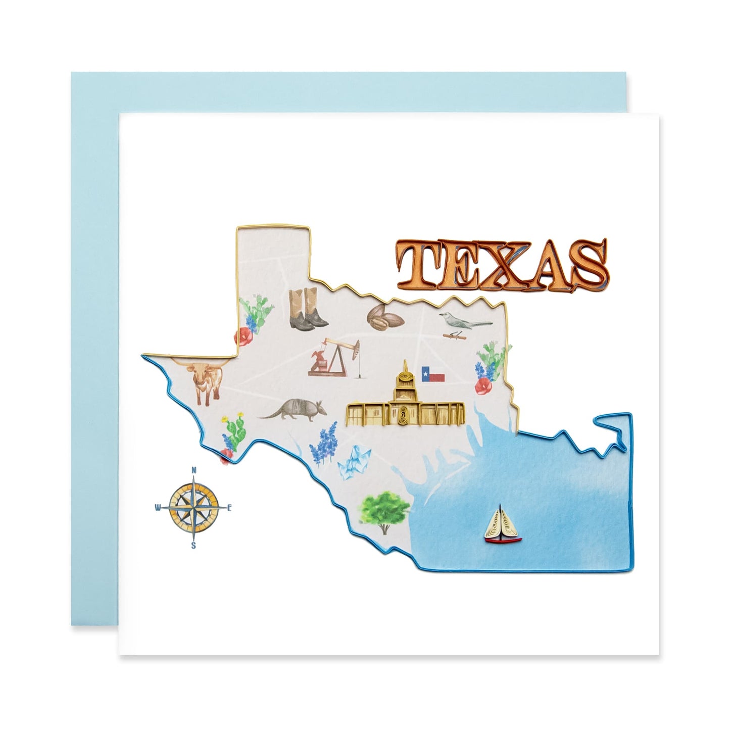 Texas State, Handmade Quilling Greeting Card