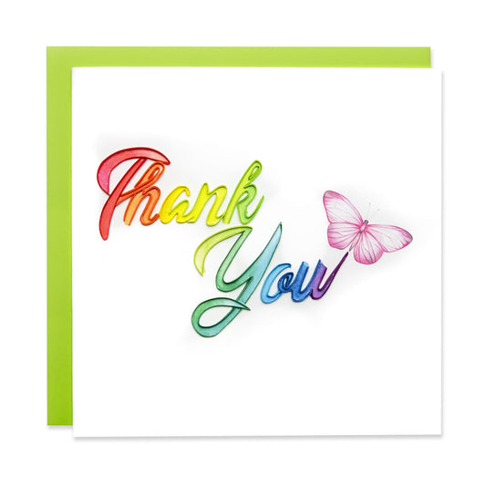 Thank You (Rainbow), Handmade Quilling Greeting Card