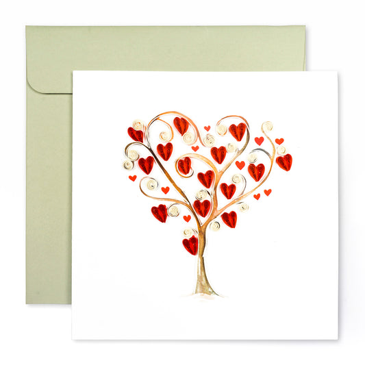 Tree of Hearts, Handmade Quilling Greeting Card
