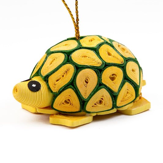 Turtle (3D, Yellow and Green), Handmade Quilling Paper Ornament