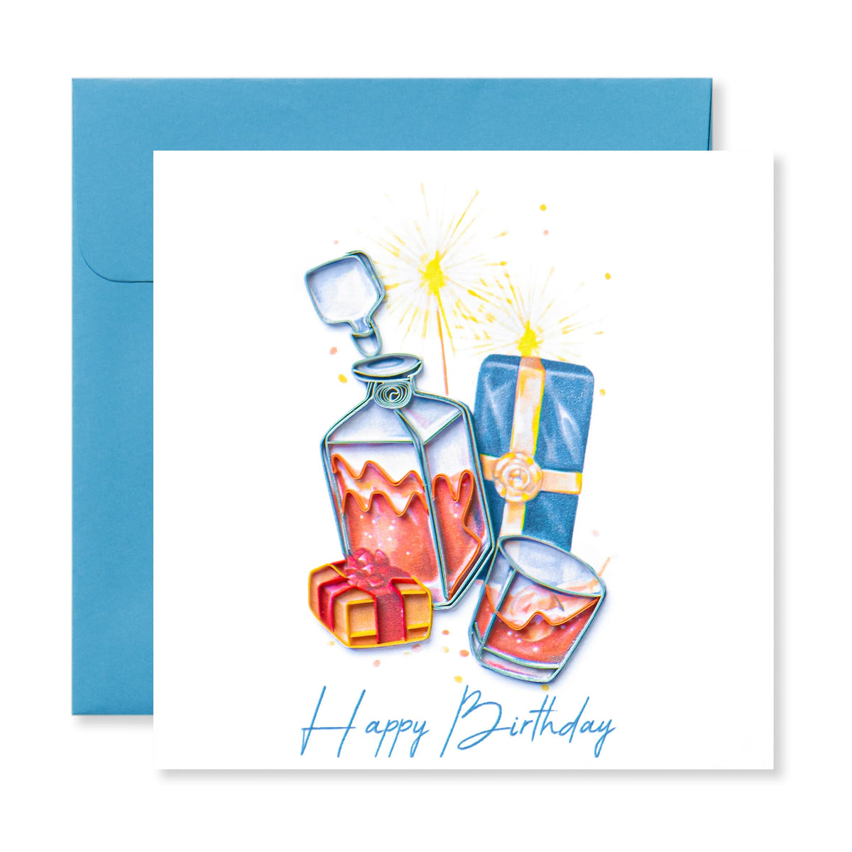 Whiskey Men, Handmade Quilling Paper Birthday Card