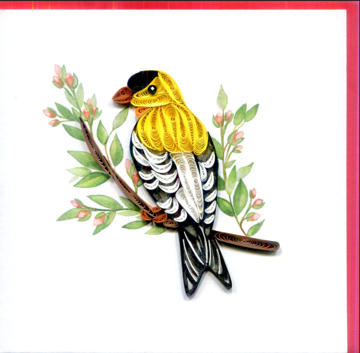 Yellow Finch, Handmade Quilling Paper Greeting Card