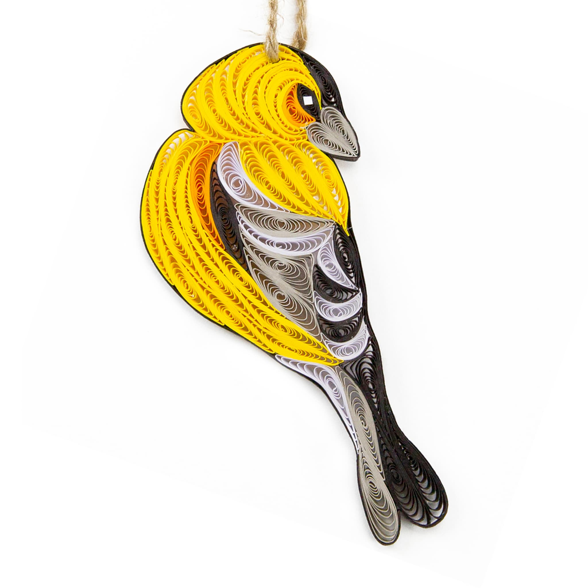 Yellow Finch (Perched), Handmade Quilling Paper Ornament