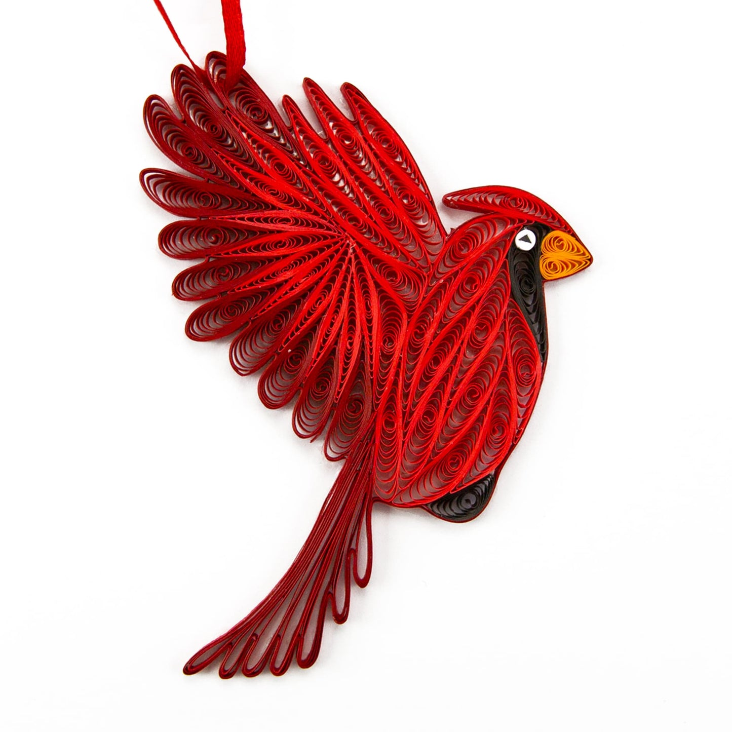 Handmade quilling paper cardinal ornament