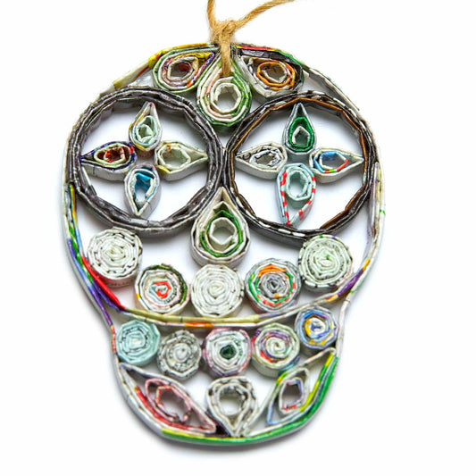 Sugar Skull, Handmade Recycled Quilling Paper Ornament