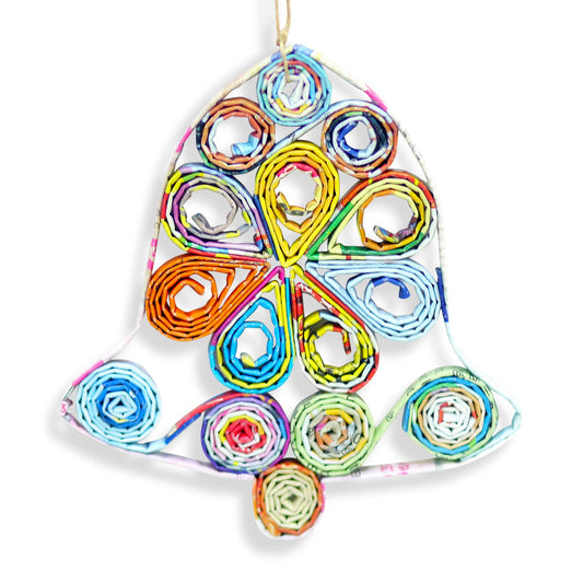 Bell, Handmade Recycled Paper Ornament