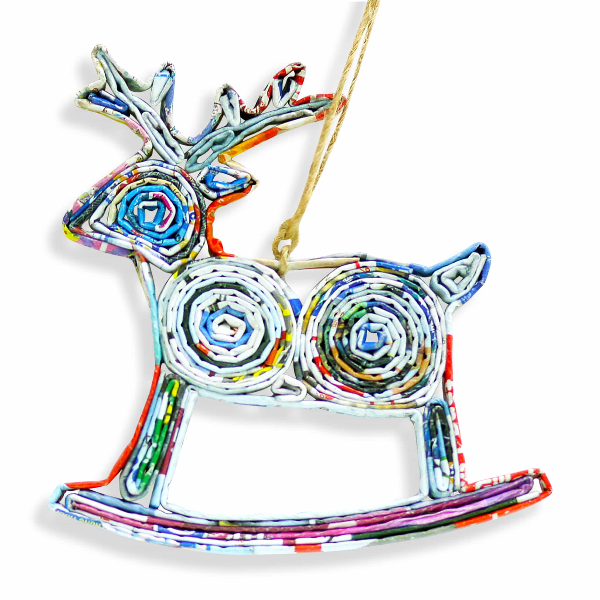 Reindeer (Rocking), Handmade Recycled Quilling Paper Ornament