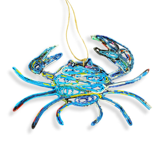 Smaller blue Crab, Handmade Recycled Paper Quilling Ornament