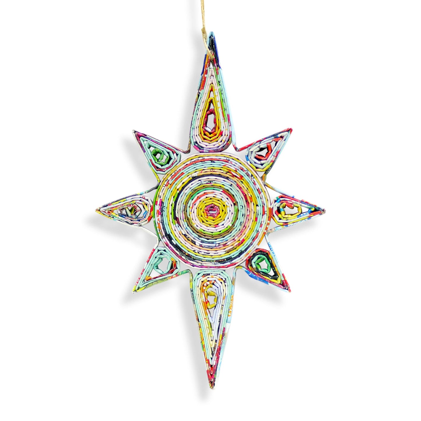 Long Star, Handmade Recycled Paper Quilling Ornament