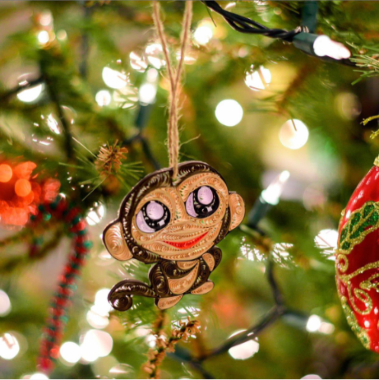 Monkey, Handmade Paper Quilling Ornament