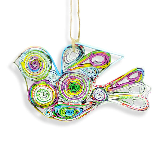 Dove (Flying), Handmade Recycled Quilling Paper Ornament